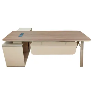 Bureau de Direction Moderne 200 cm avec Retour Latéral, Ports USB, Chargeur Sans Fil et Rangement Sécurisé