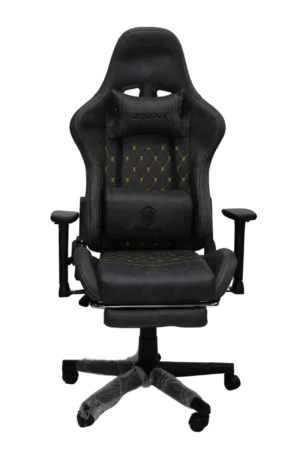 Chaise Gamer Ergonomique DOWINX en Similicuir Gris avec Accoudoirs 3D, Dossier Inclinable et Repose-Pieds Extensible