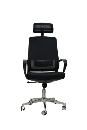 Chaise Rochester Ergonomique avec Appui-Tête Réglable – Dossier Maille Respirante, Assise Confort Haute Densité & Base à Roulettes Pivotantes