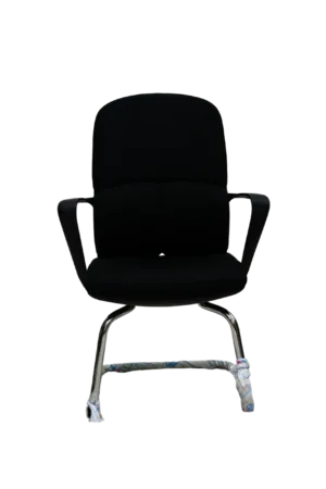 Chaise Visiteur Moderne avec Dossier et Assise en Tissu Noir et Accoudoirs en Polypropylène