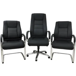 Pack chaises de direction importation – Fauteuil à dossier long réglable avec roulettes & chaises visiteurs