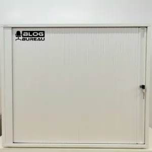 Armoire de bureau blanche à rideaux 90x75x44 cm