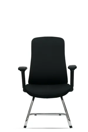 Chaise Visiteur Noir avec Accoudoirs et Piètement Métallique Chromé