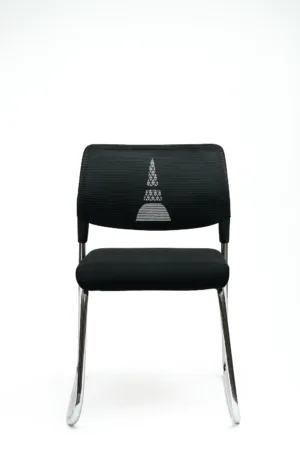 Chaise Visiteur Noire avec Dossier Mesh et Piètement Métallique Chromé