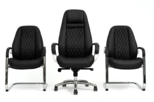 Pack Chaise et Fauteuil de Bureau Design Noir en Simili Cuir – Confort et Élégance Professionnelle