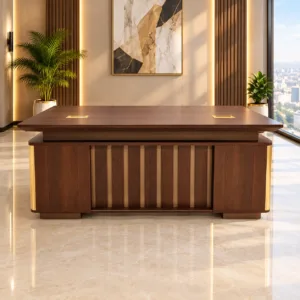Bureau de direction en bois avec retour 180x85 cm et rangements intégrés