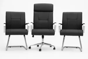 Ensemble fauteuils de bureau en similicuir noir – Élégance et confort professionnel