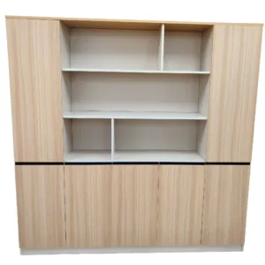 Bibliothèque de bureau moderne en bois clair – Meuble de rangement design professionnel (200 × 40 × 200 cm)