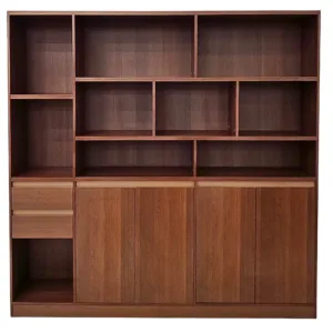 Bibliothèque de direction en bois – Rangement professionnel haut de gamme (200 × 40 × 190 cm)