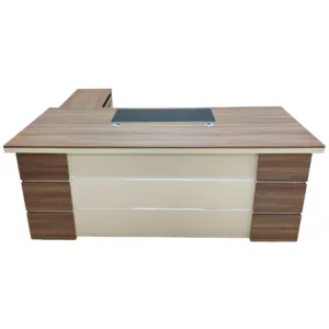 Bureau de direction avec retour et caisson mobile – Plateau 200×90 cm en MDF mélaminé beige