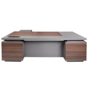 Bureau de direction en L importation – Grand bureau 200×100 cm avec retour 200 cm et rangements en MDF mélaminé