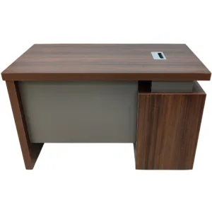Bureau de direction moderne 120 cm avec caisson fixe verrouillable – MDF finition bois marron