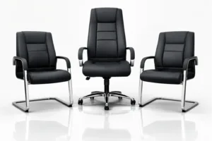 Pack chaises de direction importation – Fauteuil à dossier long réglable avec roulettes & chaises visiteurs