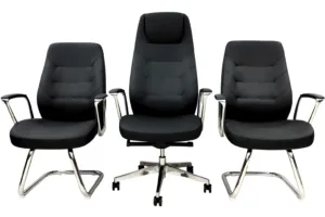 Pack de chaises de direction professionnelles – Fauteuils ergonomiques noirs avec base en aluminium