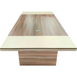 Table de Réunion Professionnelle 240 cm avec Passe-Câbles Intégrés – Design Moderne Bois & Beige