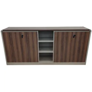 Bahut de Bureau Bas 200x91 cm – Meuble de Rangement Professionnel avec Portes Verrouillables et Niches Ouvertes