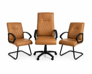 Fauteuil de bureau camel professionnel avec fauteuil direction et chaises visiteurs – design moderne ergonomique