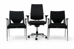 Pack chaises de bureau occasion Wilkhahn visiteurs + fauteuil président Sedus ergonomique noir