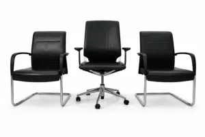 Pack chaises bureau occasion cuir Vitra & Kusch+Co – Fauteuil président + 2 visiteurs design