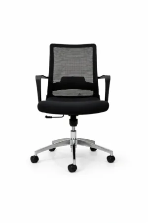 Chaise de bureau ergonomique noir en maille avec base aluminium – Fauteuil de bureau moderne