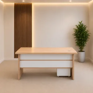 Bureau de Direction 140x70 cm avec Caisson Mobile – Bureau Professionnel Moderne Bois Clair