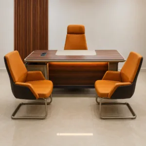 Bureau de Direction Haut de Gamme 180x160 cm avec Retour, Caisson Mobile et Gestion des Câbles Intégrée