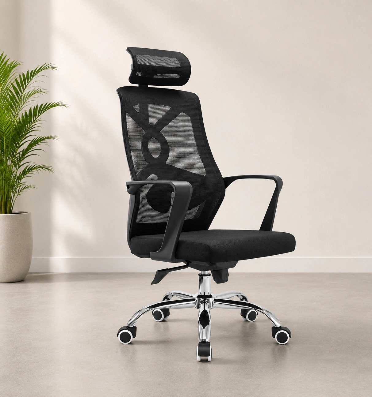 fauteuil-bureau-noir-roulettes