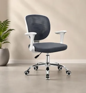 Chaise de Bureau Enfant Ergonomique Grise avec Accoudoirs – Siège Réglable à Roulettes