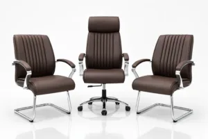 Ensemble Fauteuil de Direction Premium Marron avec 2 Chaises Visiteurs – Mobilier de Bureau Haut de Gamme