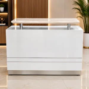 Comptoir d’accueil professionnel blanc moderne