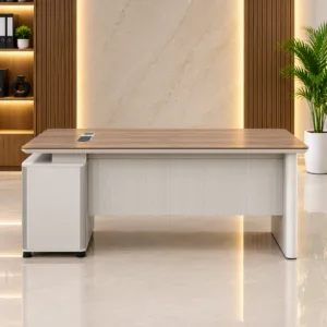Bureau de direction moderne avec caisson et rangements – 140 x 70 x 75 cm