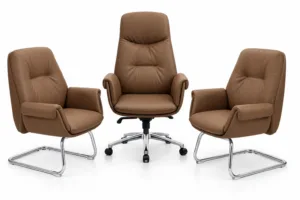Pack de 3 Fauteuils de Bureau Camel – Fauteuil Président et 2 Chaises Visiteurs